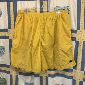 Speedo Yellow Swim Trunks Mens Medium Vintage Mesh Lined Board Shorts